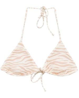 MC2 Saint Barth Top De Bikini Leah Triangular Con Motivo De Cebra - Blanco