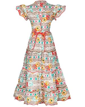 Celiab Baba ruffled tiered dress - Blanco
