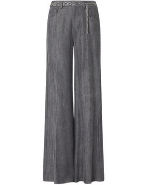 Liu Jo Flare Trousers With Belt - Grey