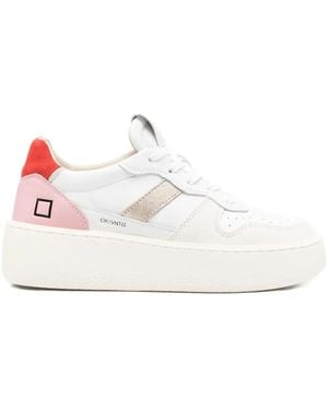 Date Court Platform Leather Trainers - White