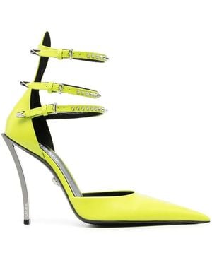Versace 110Mm Studded Leather Pumps - Yellow
