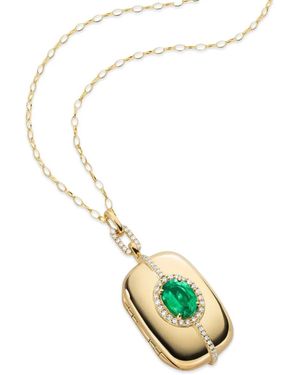 Monica Rich Kosann Emerald And Diamond Locket-Pendant Necklace - Metallic
