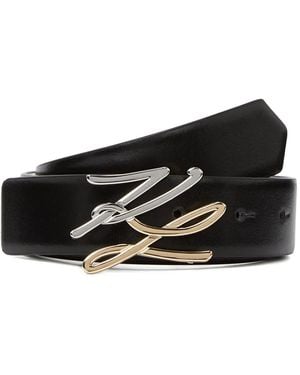KARL LAGERFELD K/Autograph Reversible Belt - Black