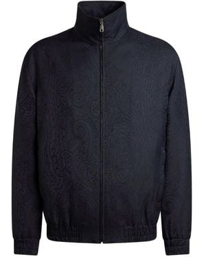 Etro Paisley-Jacquard Bomber Jacket - Blue