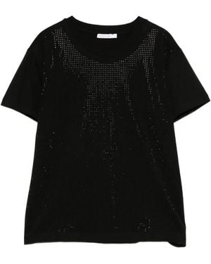 Patrizia Pepe Rhinestone-Embellished T-Shirt - Black