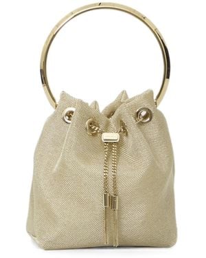 Jimmy Choo Bon Bon Champagne Metallic-Mesh Bucket Bag - Natural
