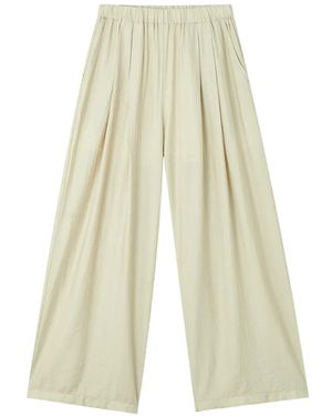 B+ AB Pleated Wide-Leg Trousers - White