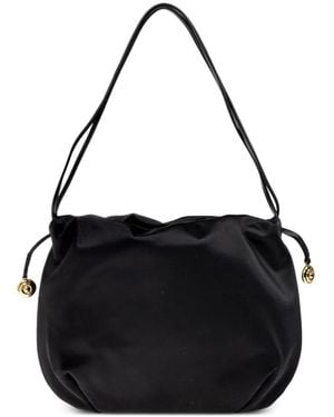 Liffner Satin Drawstring Shoulder Bag - Black