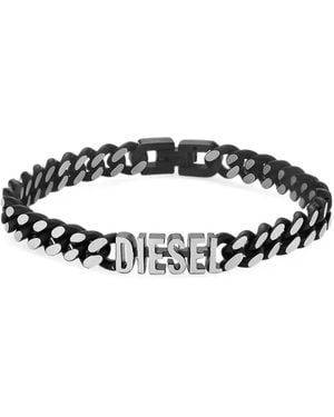 DIESEL Logo-Lettering Chain Bracelet - White