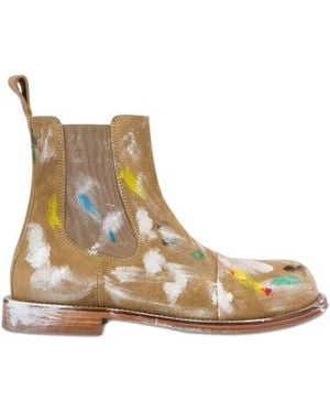 Moschino Pull-Tab Painted Chelsea Boots - Brown