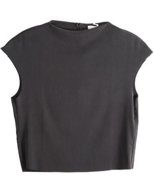 Amomento Jersey De Canalé Con Manga Corta - Negro