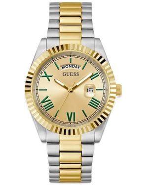 Guess Two-Tone Day-Date 42Mm Watch - Metallic