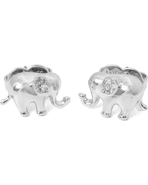 Kate Spade Crystal-Embellished Elephant-Shape Earrings - White