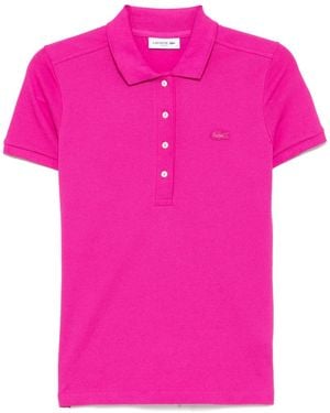 Lacoste Logo-Patch Polo Top - Pink