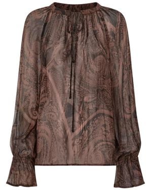 Pinko Paisley-Print Ruffled Blouse - Brown