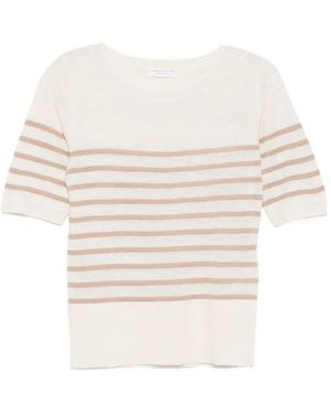 Majestic Filatures Round-Neck Striped T-Shirt - White