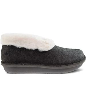 Clarks Step Flowllow Faux-fur Trim Slippers - Gray