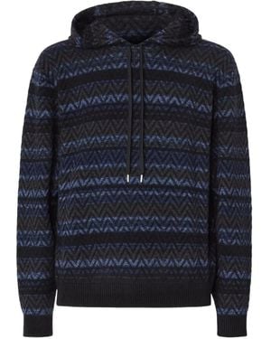 Missoni Sudadera Con Capucha Y Motivo - Azul