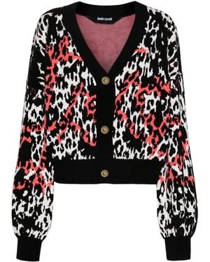 Just Cavalli Cropped-Cardigan Mit Leoparden-Muster - Schwarz