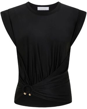 Rabanne Asymmetric Gathered-Detail Blouse - Black
