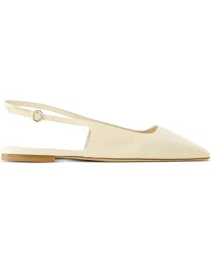 Aeyde Liya Slingback Leather Flat Court Shoes - Natural