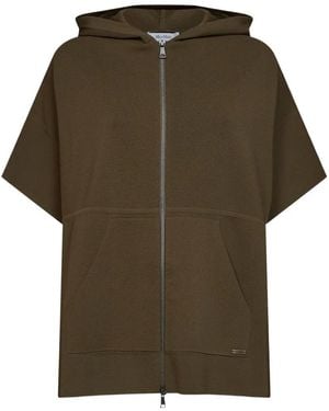 Max Mara Milano-Knit Short-Sleeve Hoodie - Green