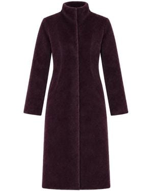Norwegian Wool Abrigo Suri De Alpaca Con Cuello Alto - Morado