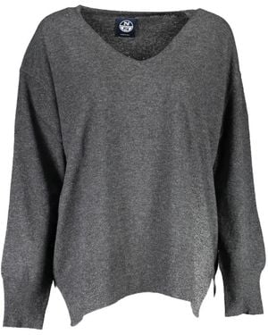North Sails Merino Wool V-Neck Jumper - Grey