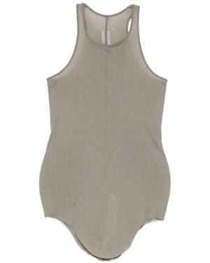 Rick Owens Ribbed Asymmetric Tank Top - Grey