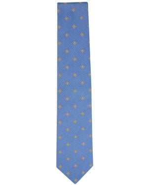 Brioni Diamond-Pattern Silk Tie - Blue