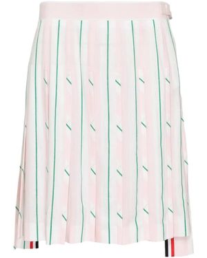 Thom Browne Pleated Striped Mini Skirt - White
