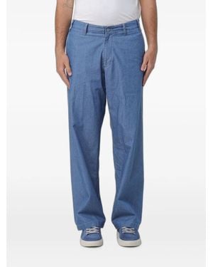 Emporio Armani Logo-Patch Straight-Leg Pants - Blue