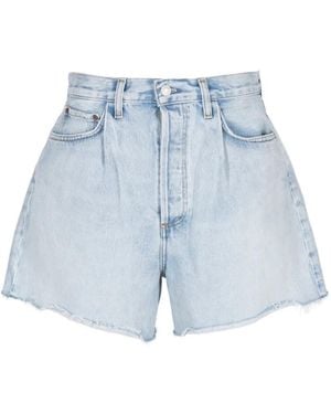 Agolde Rhoda Frayed Shorts - Blue