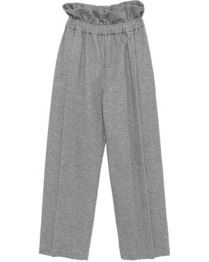 Carven Paperbag-Waist Wide-Leg Pants - Grey