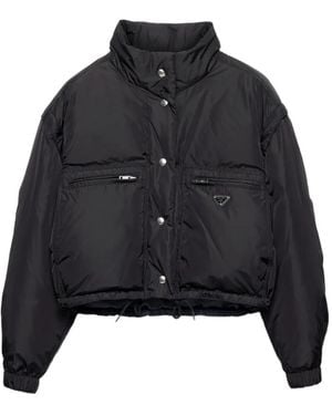 Prada Lightweight Re-Nylon Cropped Down Jacket - Black
