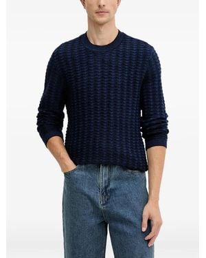 ARMANI EXCHANGE Textured Crew Neck Jumper - Blue