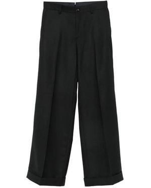 Luigi Bianchi Pressed-Crease Turned-Up Pants - Black