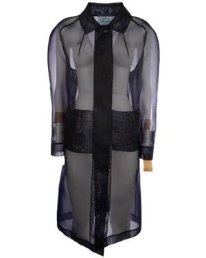 Prada Single-Breasted Crinoline Coat - Blue