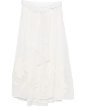 forte_forte Floral Tie Skirt - White