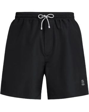 Brunello Cucinelli Drawstring Logo Swim Shorts - Black