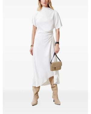 AllSaints Rosie High-Neck Ruched Dress - White
