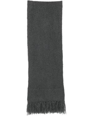 EMERSON RENALDI Ribbed-Knit Fringed Scarf - Grey
