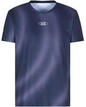 EA7 Logo-Print Jersey T-Shirt - Blue