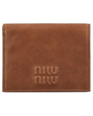 Miu Miu Logo-Embossed Leather Wallet - Brown