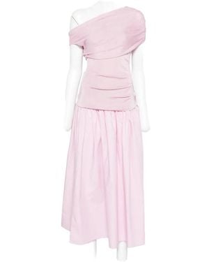 Self-Portrait Draped Ruched Midi Dress - Pink