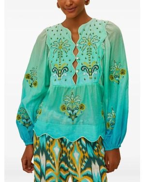 FARM Rio Top Met Geborduurde Palmboom - Groen