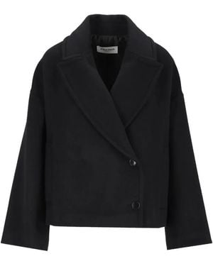 Al Duca d'Aosta Double-Breasted Peaked-Lapel Coat - Black
