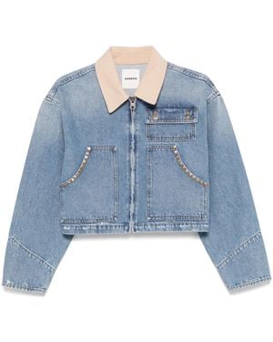 Sandro Contrast-Collar Denim Jacket - Blue