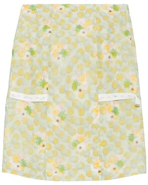 Fendi Floral-Print Pocket Midi Skirt - Metallic