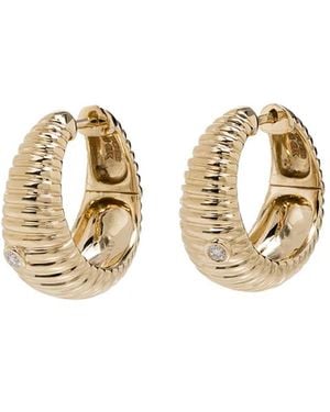 Yvonne Léon 9Kt Ridged Diamond Hoop Earrings - White
